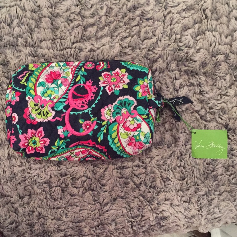 “E” monogrammed Vera Bradley cosmetic bag